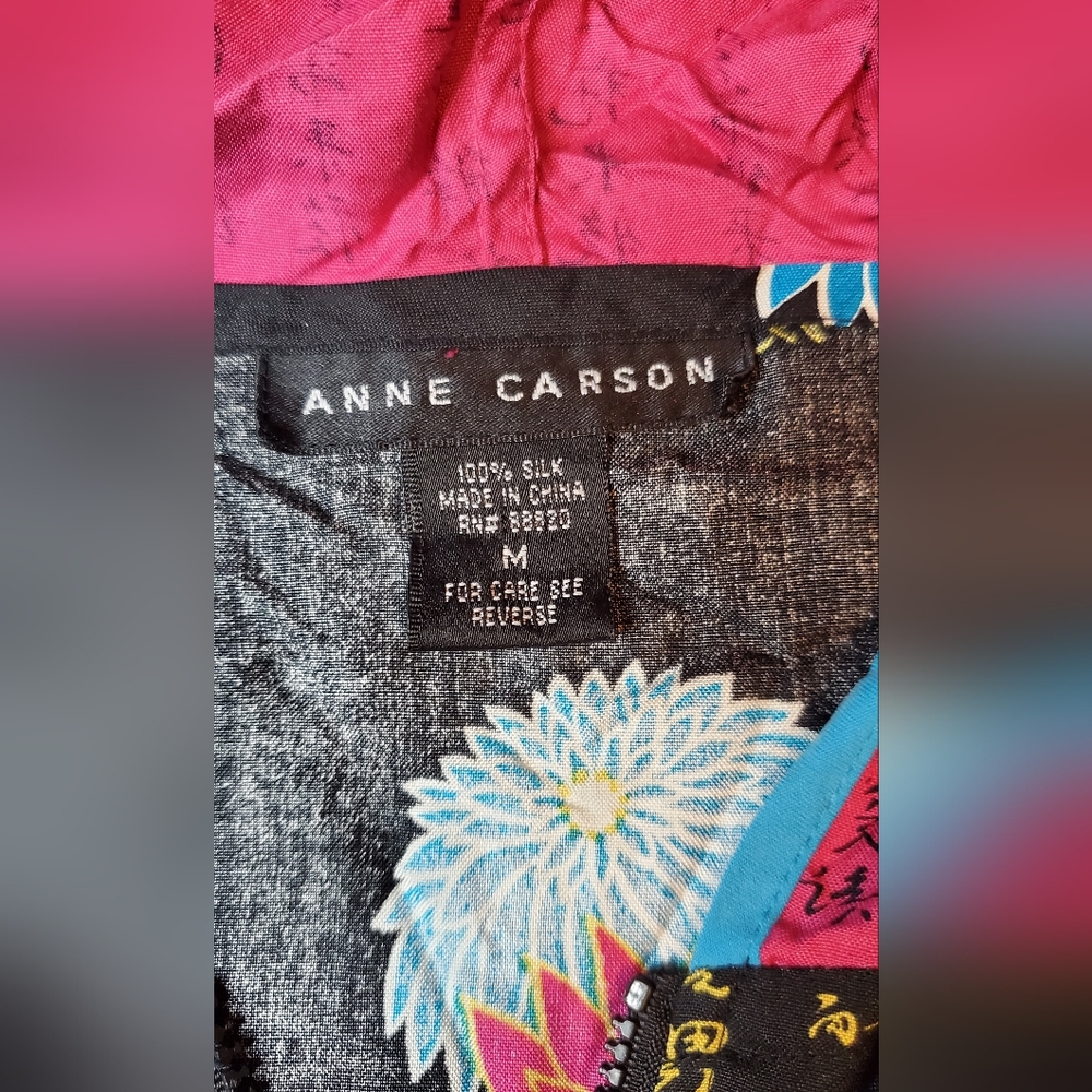 Anne Carson Multicolor Floral Bomber Jacket 100% Silk Size :M - Picture 2 of 5